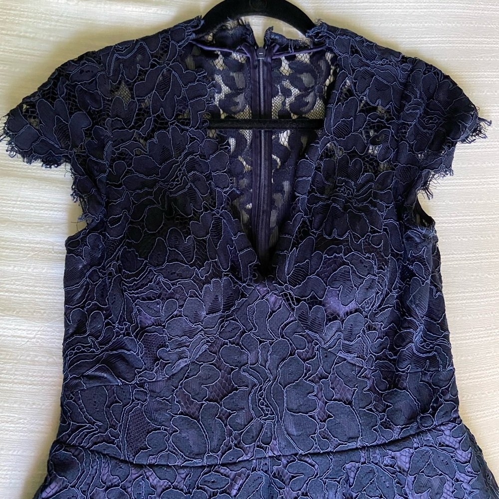Navy lace fit and flare dress